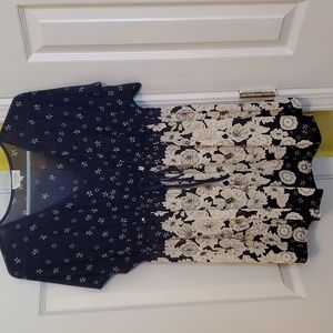 Nice, XL, Siren Lily maternity blouse, lightweight, navy blue floral.